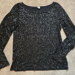 J. CREW Black Sequin Women's Top